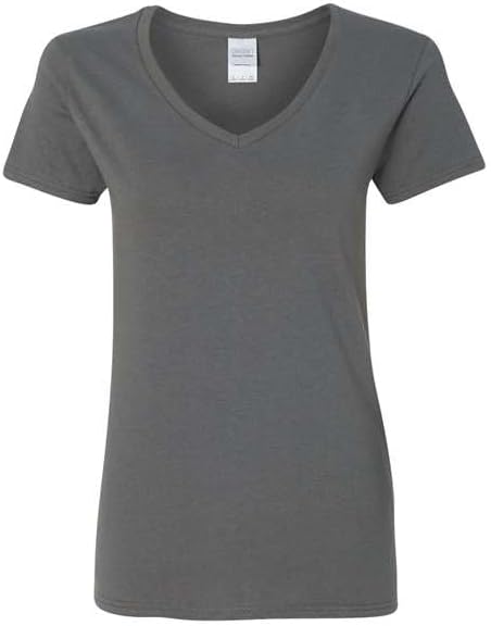 Gildan Women's Heavy Cotton V-Neck T-Shirt, 2-Pack Charcoal