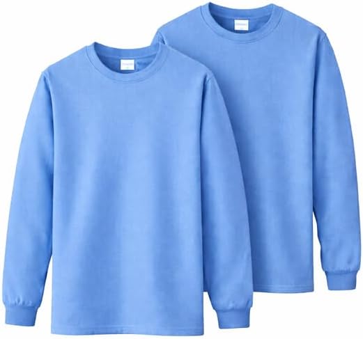 Gildan Adult Heavy Cotton Long Sleeve T-Shirt, Style G5400, 2-Pack Carolina Blue