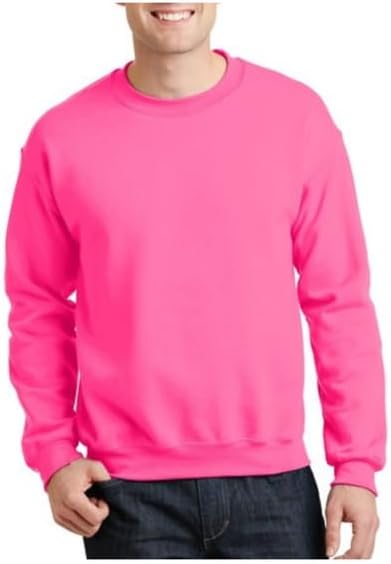 Gildan Unisex Adult Fleece Crewneck Sweatshirt, Style G18000, Multipack Safety Pink