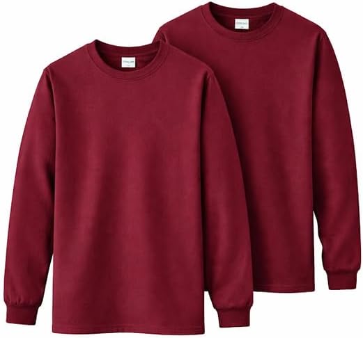 Gildan Adult Heavy Cotton Long Sleeve T-Shirt, Style G5400, 2-Pack Maroon