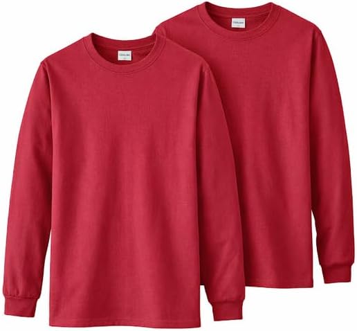 Gildan Adult Heavy Cotton Long Sleeve T-Shirt, Style G5400, 2-Pack Cardinal Red