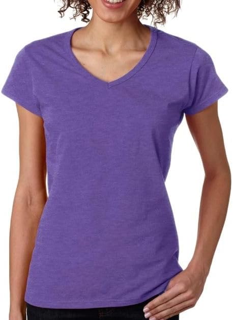 Gildan Women's Heavy Cotton V-Neck T-Shirt, 2-Pack Heather Purple